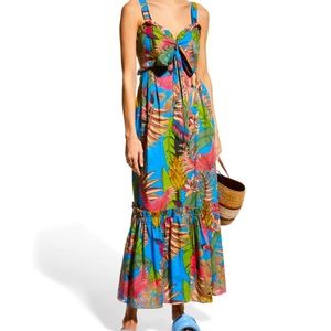 NWT Farm Rio Totally Tuiuiu Maxi Dress zips in back and has pockets VACAY READY